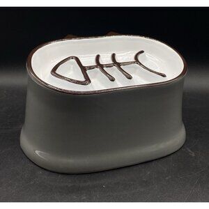 YHY Slow Feeder Cat Food Bowl Elevated Tilted Fish Bone Design Wet Dry